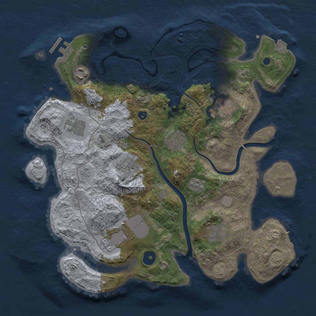 Rust Map: Procedural Map, Size: 3500, Seed: 928190, 13 Monuments
