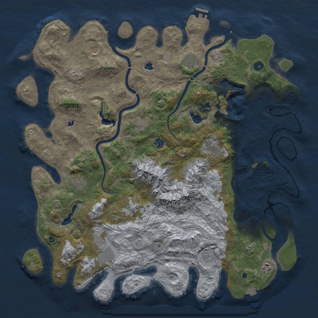 Rust Map: Procedural Map, Size: 5000, Seed: 1857316538, 16 Monuments
