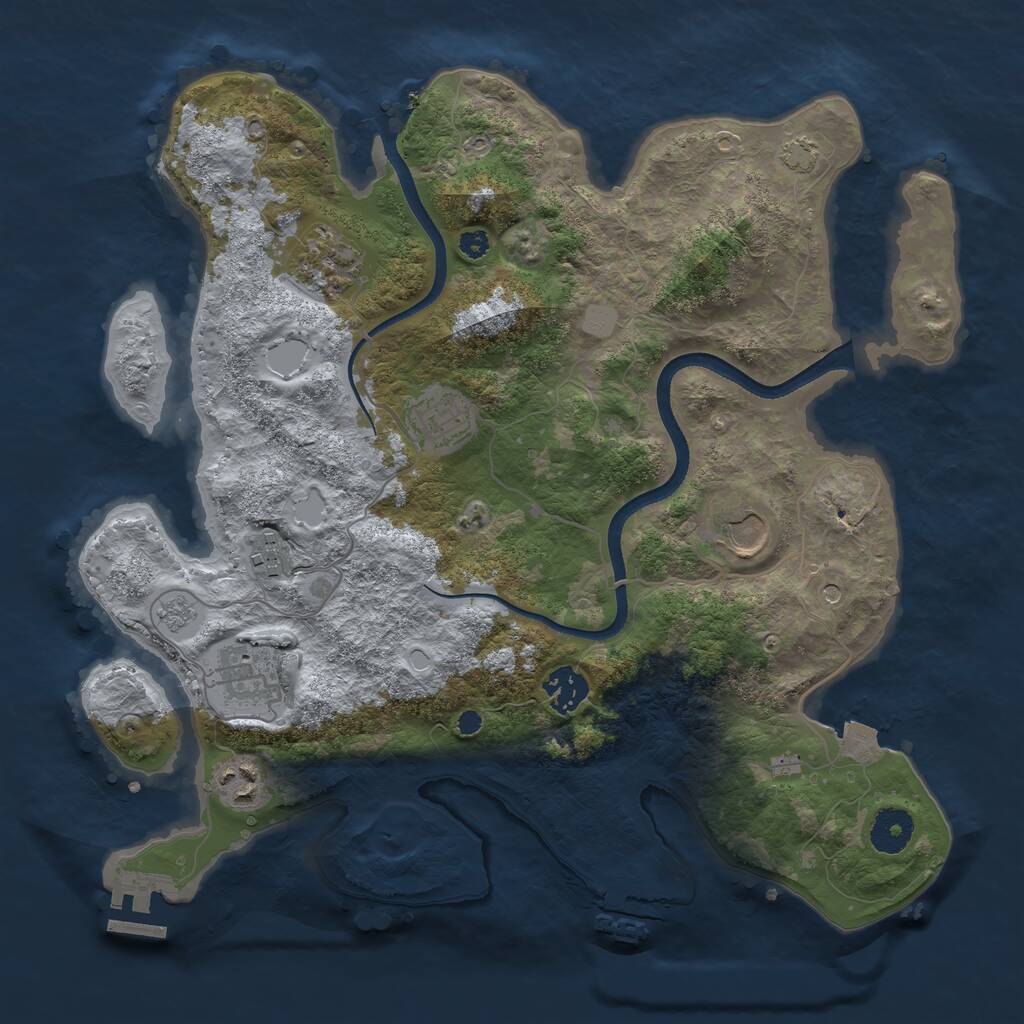 Rust Map: Procedural Map, Size: 3500, Seed: 832778, 13 Monuments