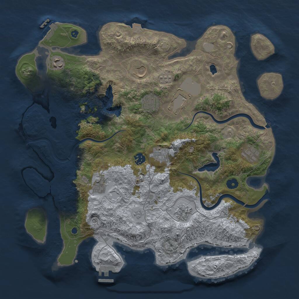 Rust Map: Procedural Map, Size: 4000, Seed: 858853, 16 Monuments