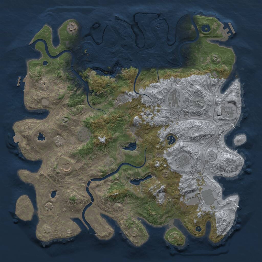 Rust Map: Procedural Map, Size: 4500, Seed: 2000244307, 17 Monuments