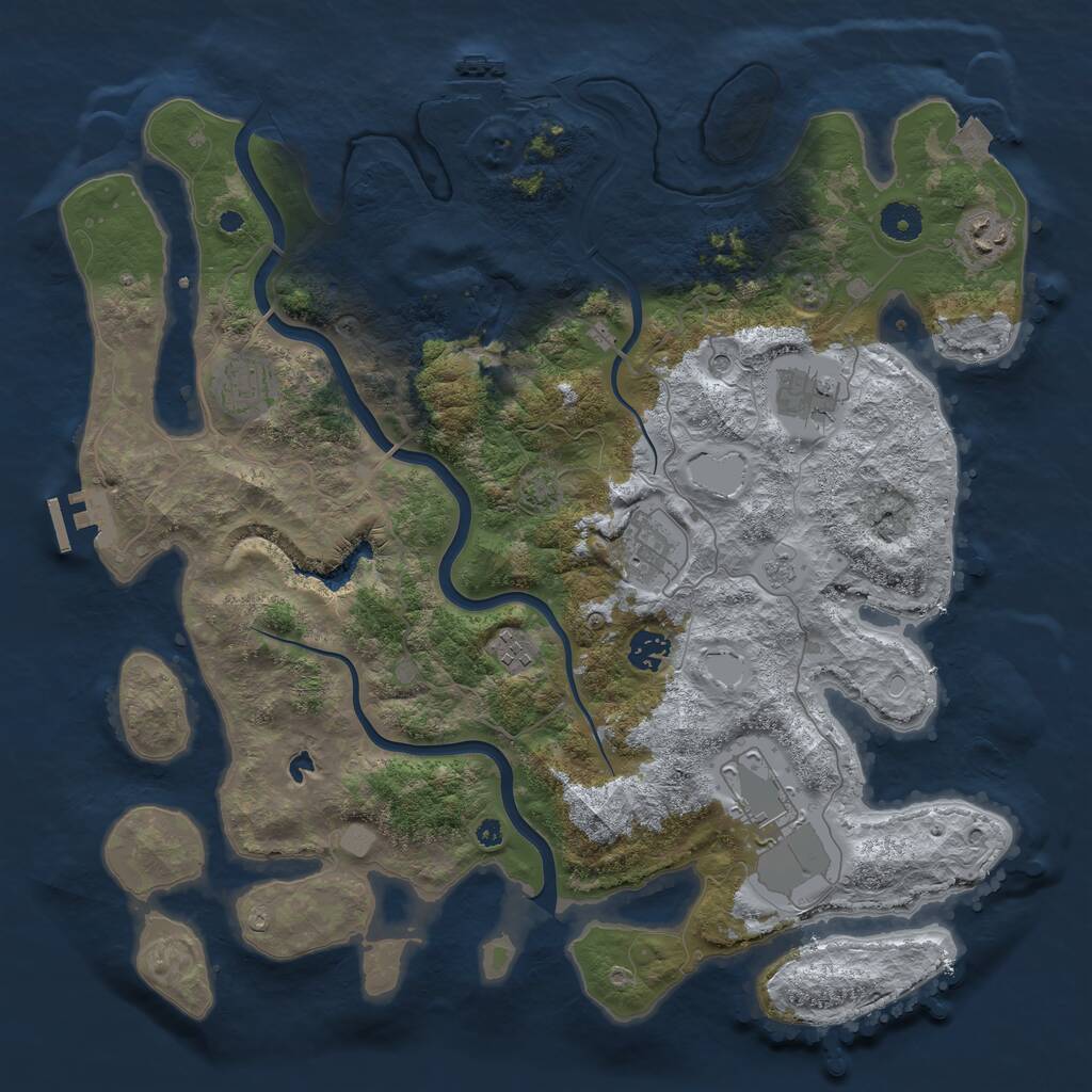 Rust Map: Procedural Map, Size: 4000, Seed: 742908, 13 Monuments