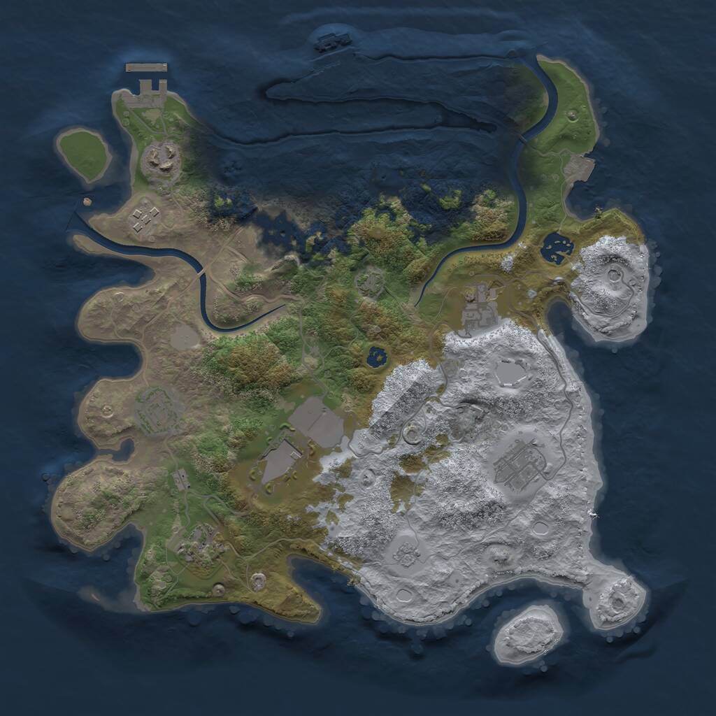 Rust Map: Procedural Map, Size: 3500, Seed: 458689, 15 Monuments