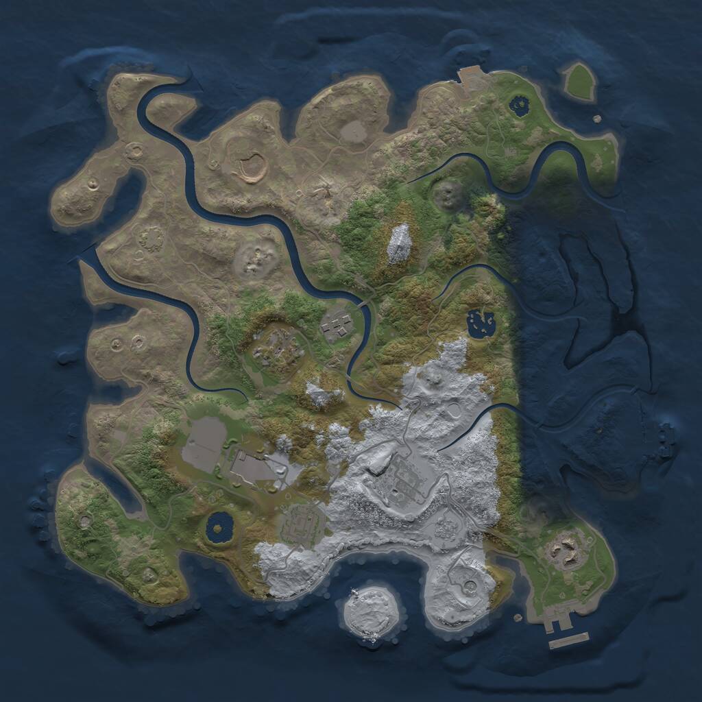 Rust Map: Procedural Map, Size: 3500, Seed: 887166238, 14 Monuments