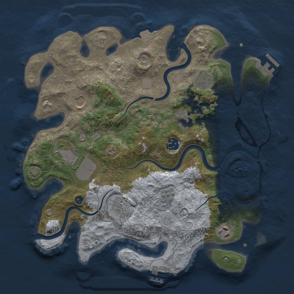Rust Map: Procedural Map, Size: 3500, Seed: 280216, 14 Monuments