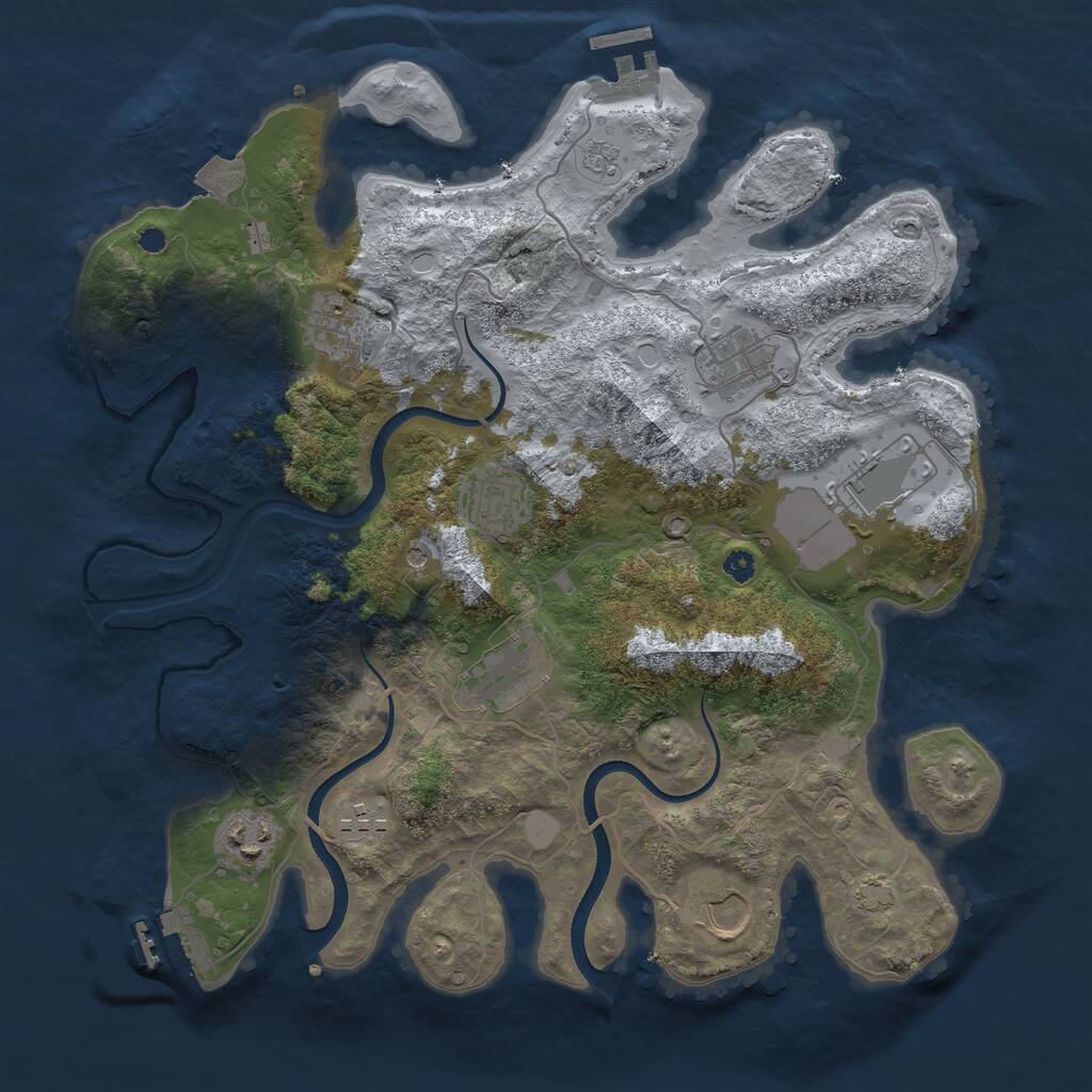 Rust Map: Procedural Map, Size: 3500, Seed: 757064, 14 Monuments