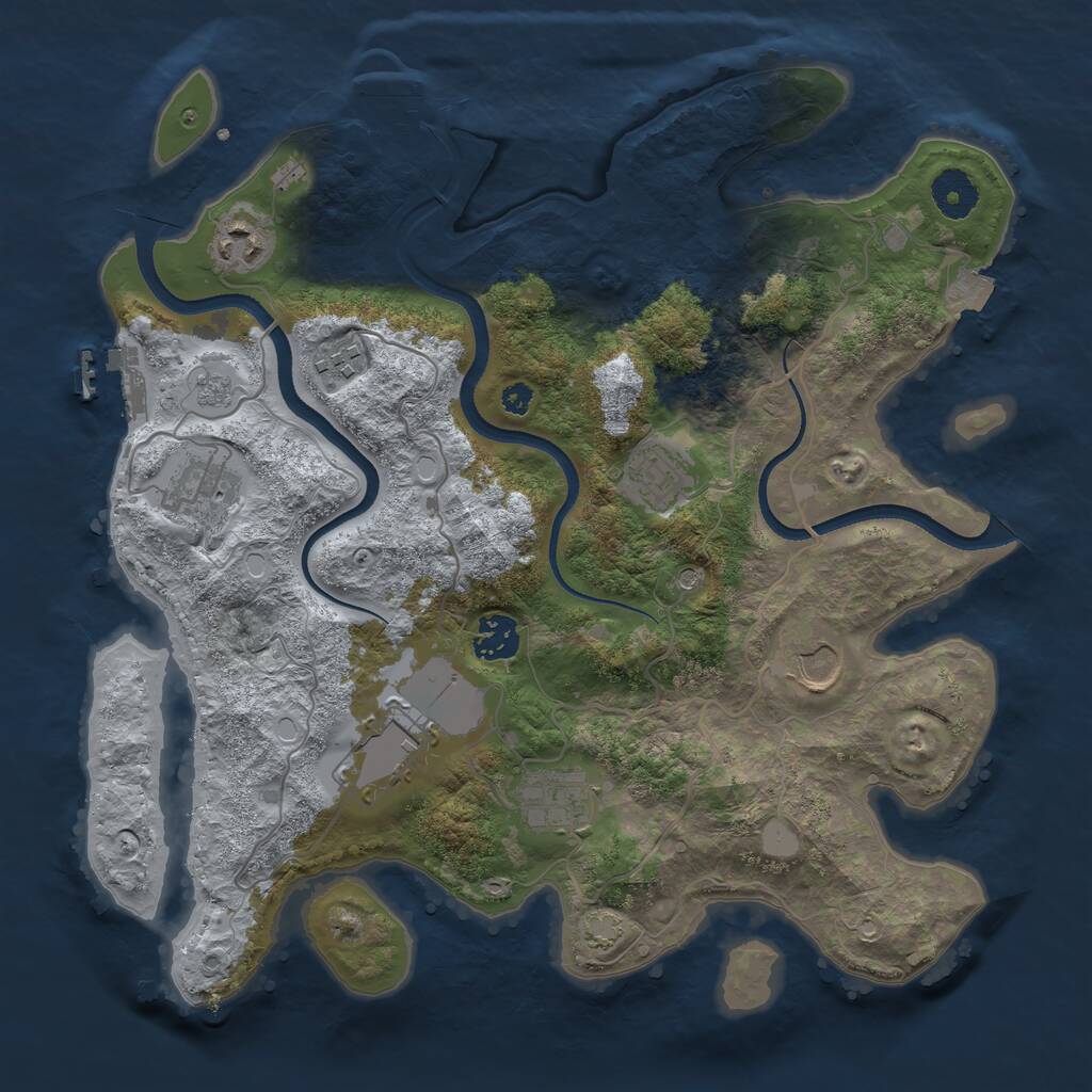 Rust Map: Procedural Map, Size: 3500, Seed: 946964, 14 Monuments
