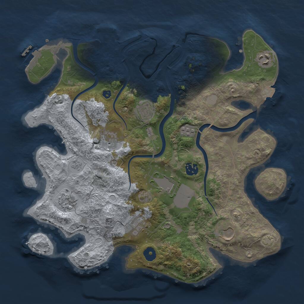 Rust Map: Procedural Map, Size: 3500, Seed: 229285, 15 Monuments