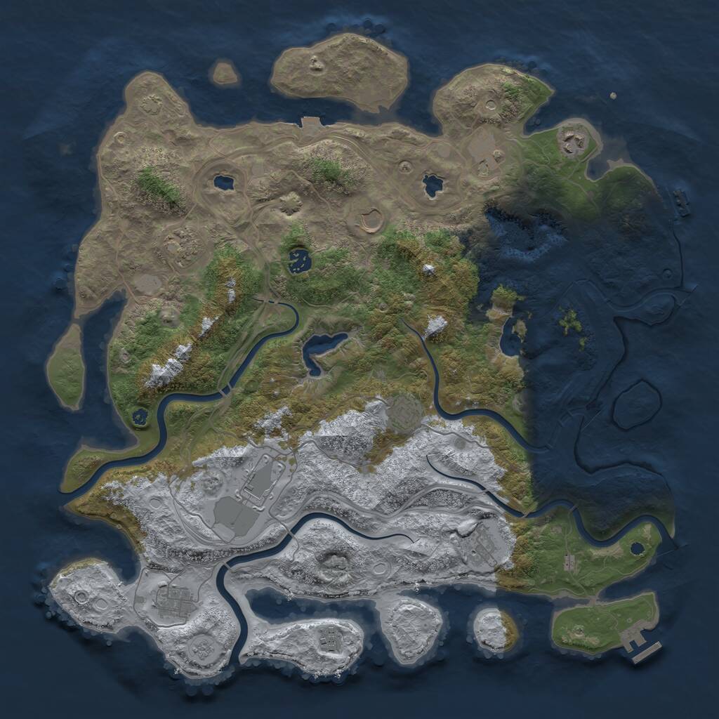 Rust Map: Procedural Map, Size: 4500, Seed: 814706, 16 Monuments