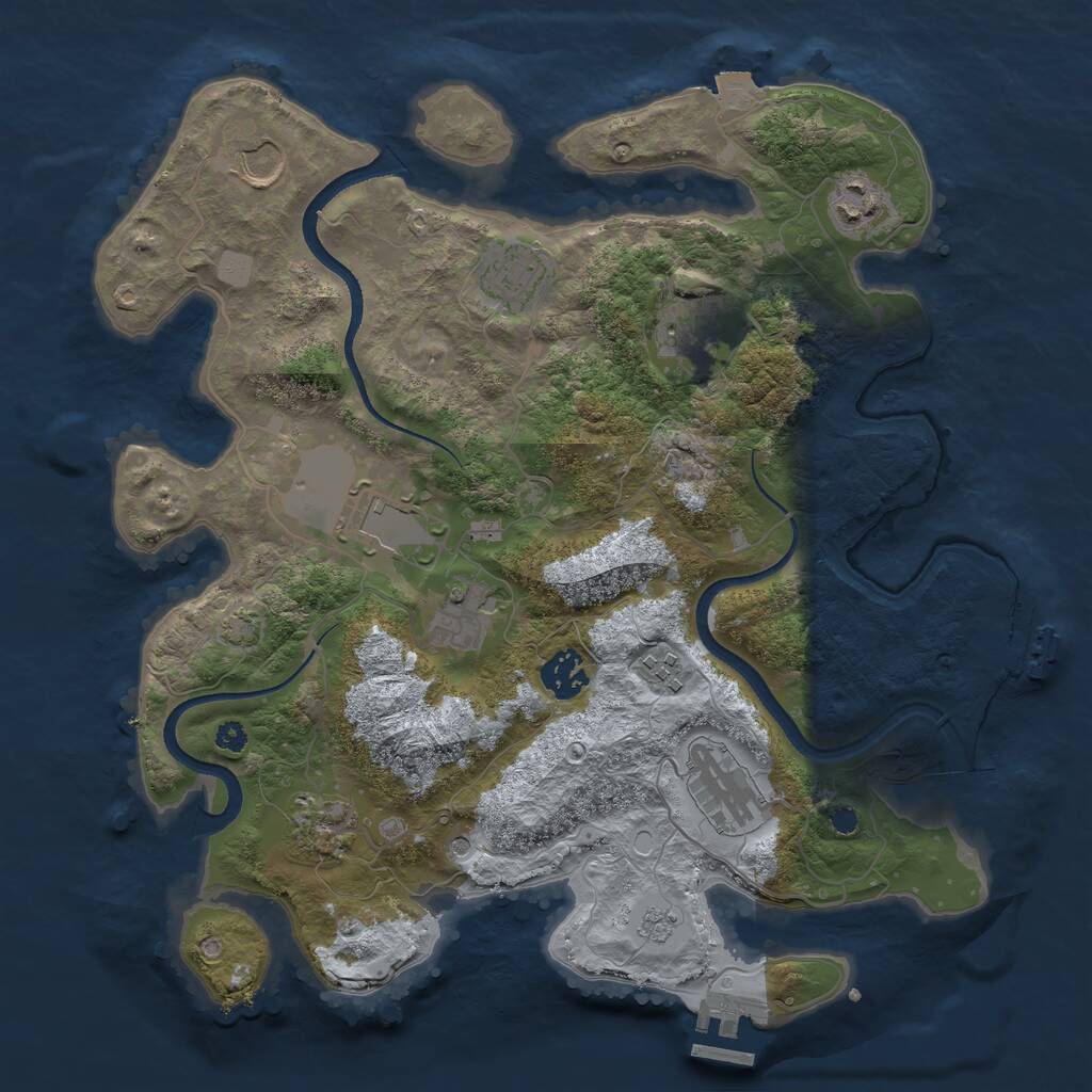 Rust Map: Procedural Map, Size: 3500, Seed: 643789132, 16 Monuments