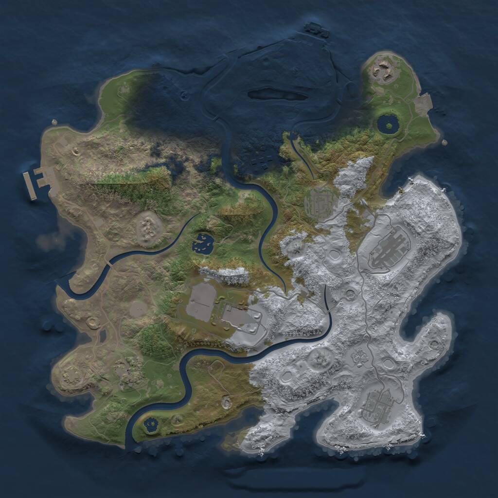 Rust Map: Procedural Map, Size: 3500, Seed: 612648, 14 Monuments