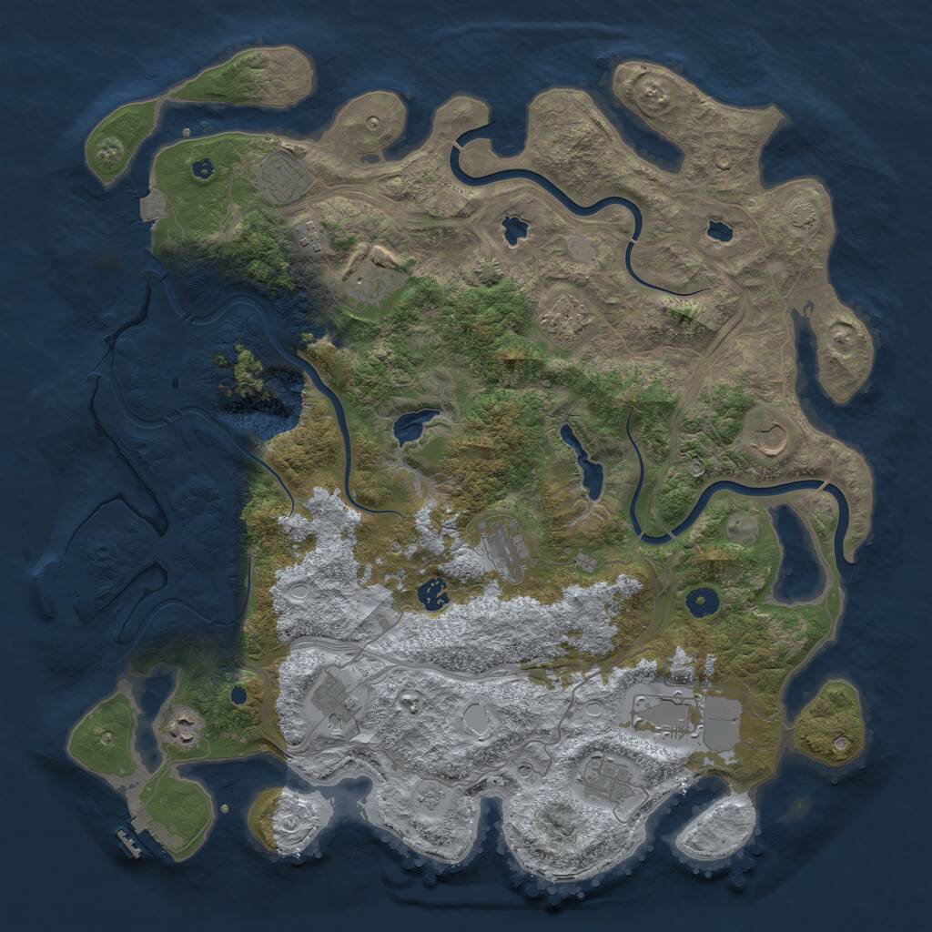 Rust Map: Procedural Map, Size: 4500, Seed: 207313, 17 Monuments