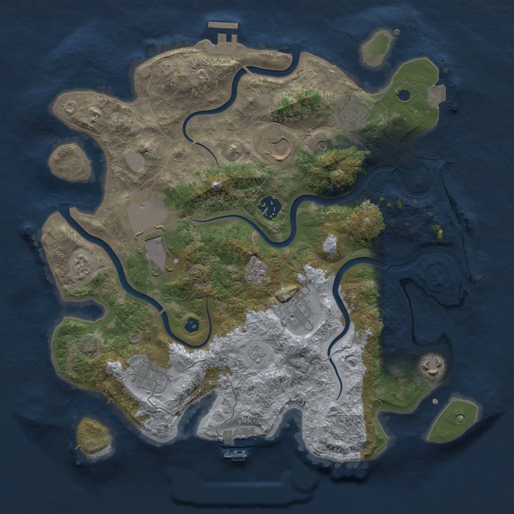 Rust Map: Procedural Map, Size: 3500, Seed: 988590, 14 Monuments