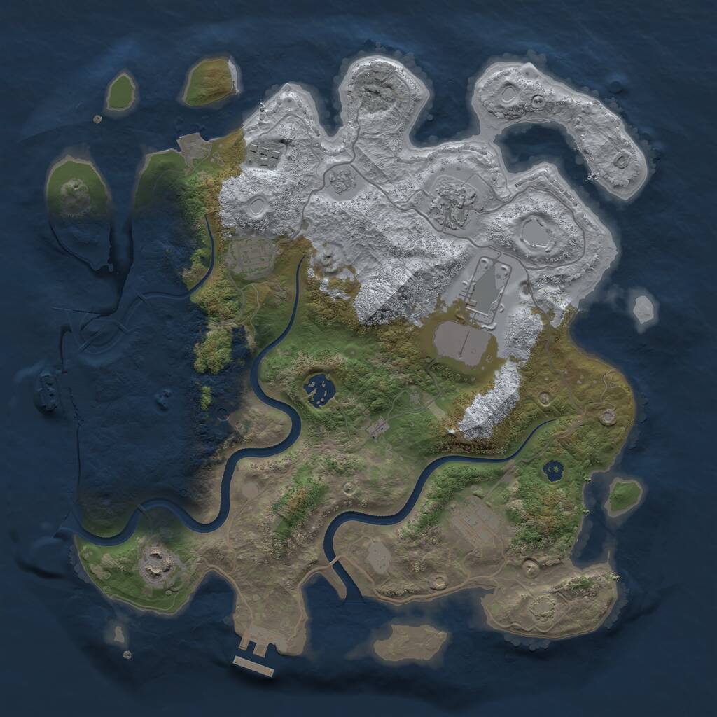 Rust Map: Procedural Map, Size: 3500, Seed: 172590, 13 Monuments