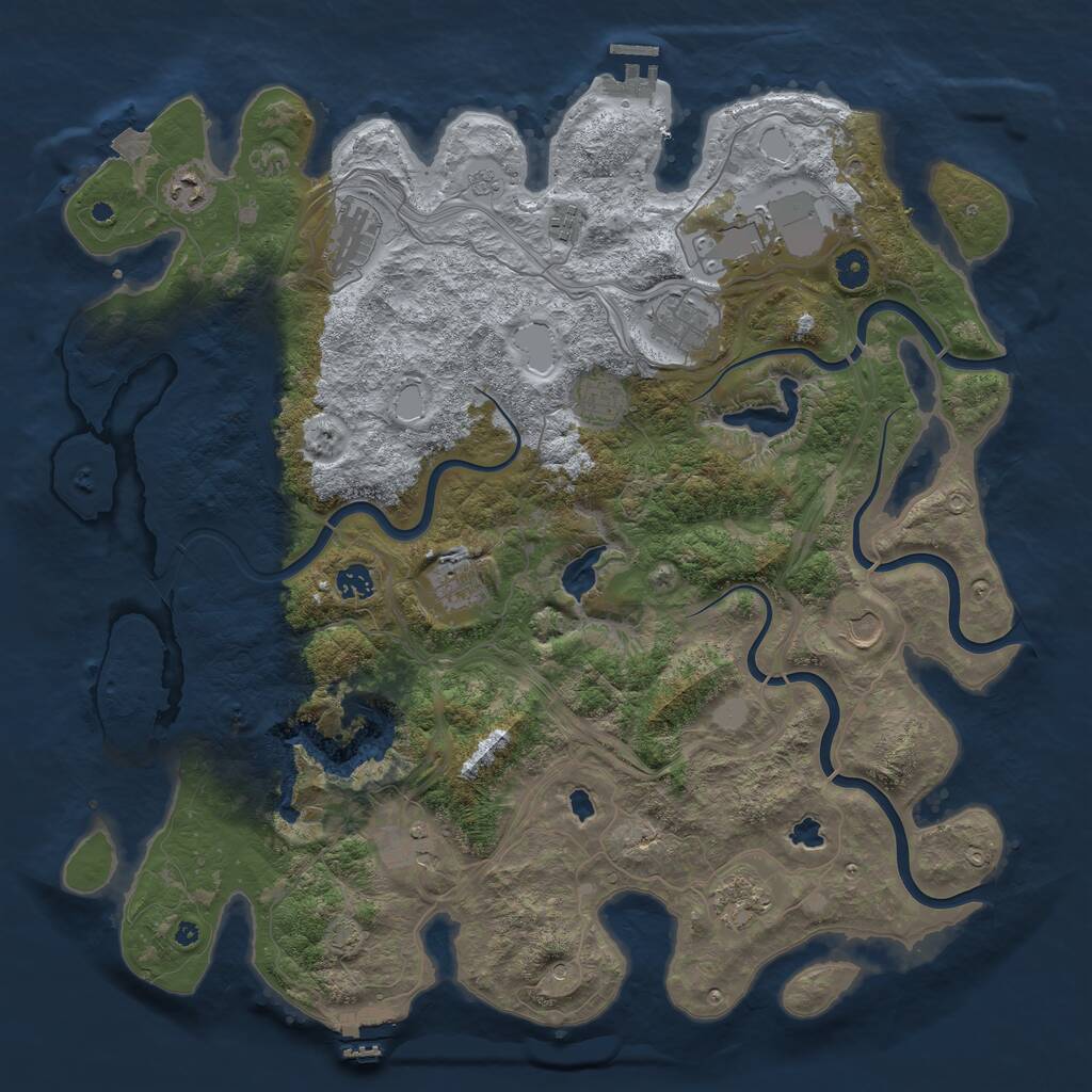Rust Map: Procedural Map, Size: 4500, Seed: 221858, 17 Monuments