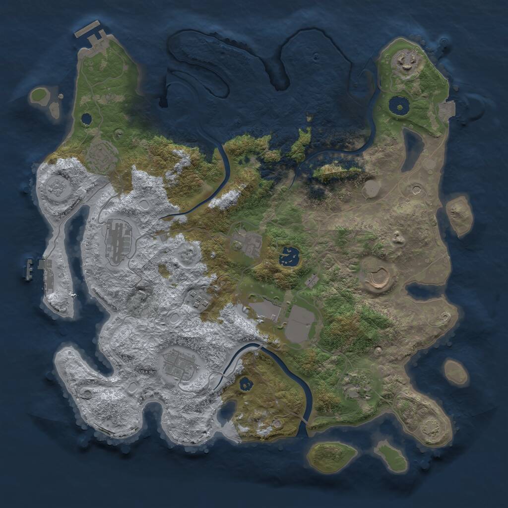 Rust Map: Procedural Map, Size: 3750, Seed: 148463758, 16 Monuments