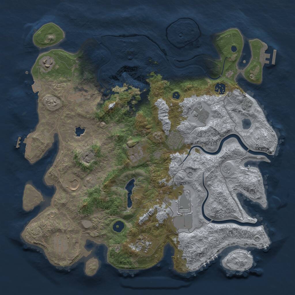 Rust Map: Procedural Map, Size: 4000, Seed: 229680, 17 Monuments
