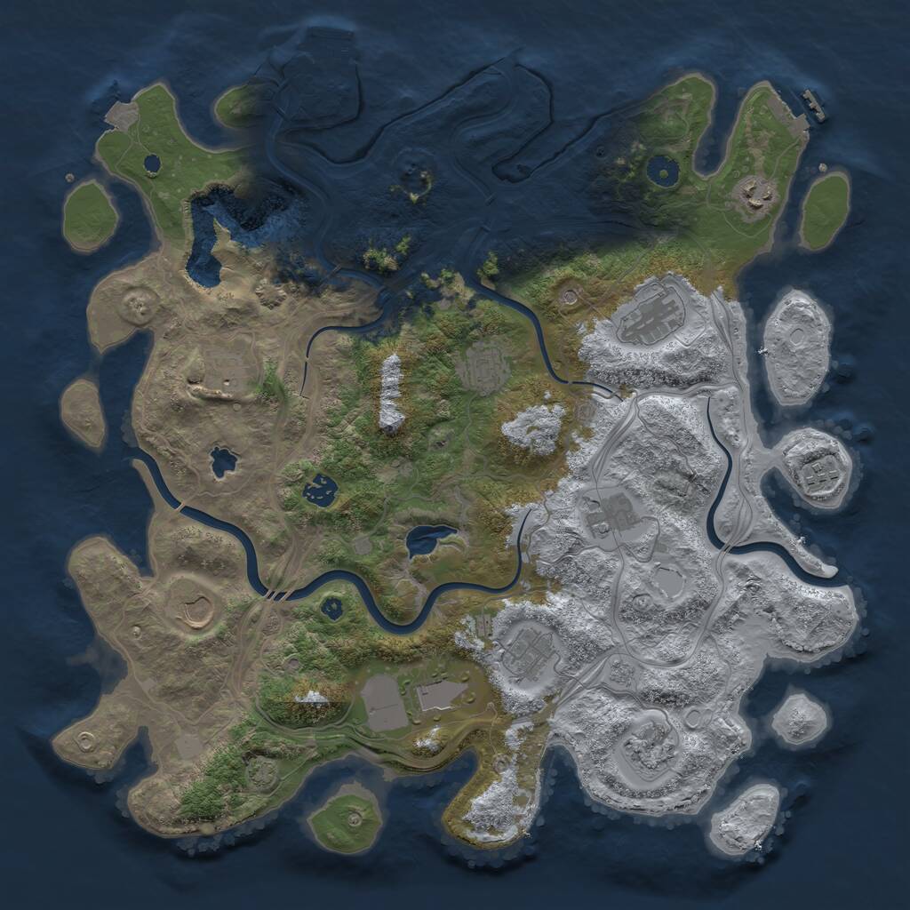Rust Map: Procedural Map, Size: 4258, Seed: 45435345, 17 Monuments