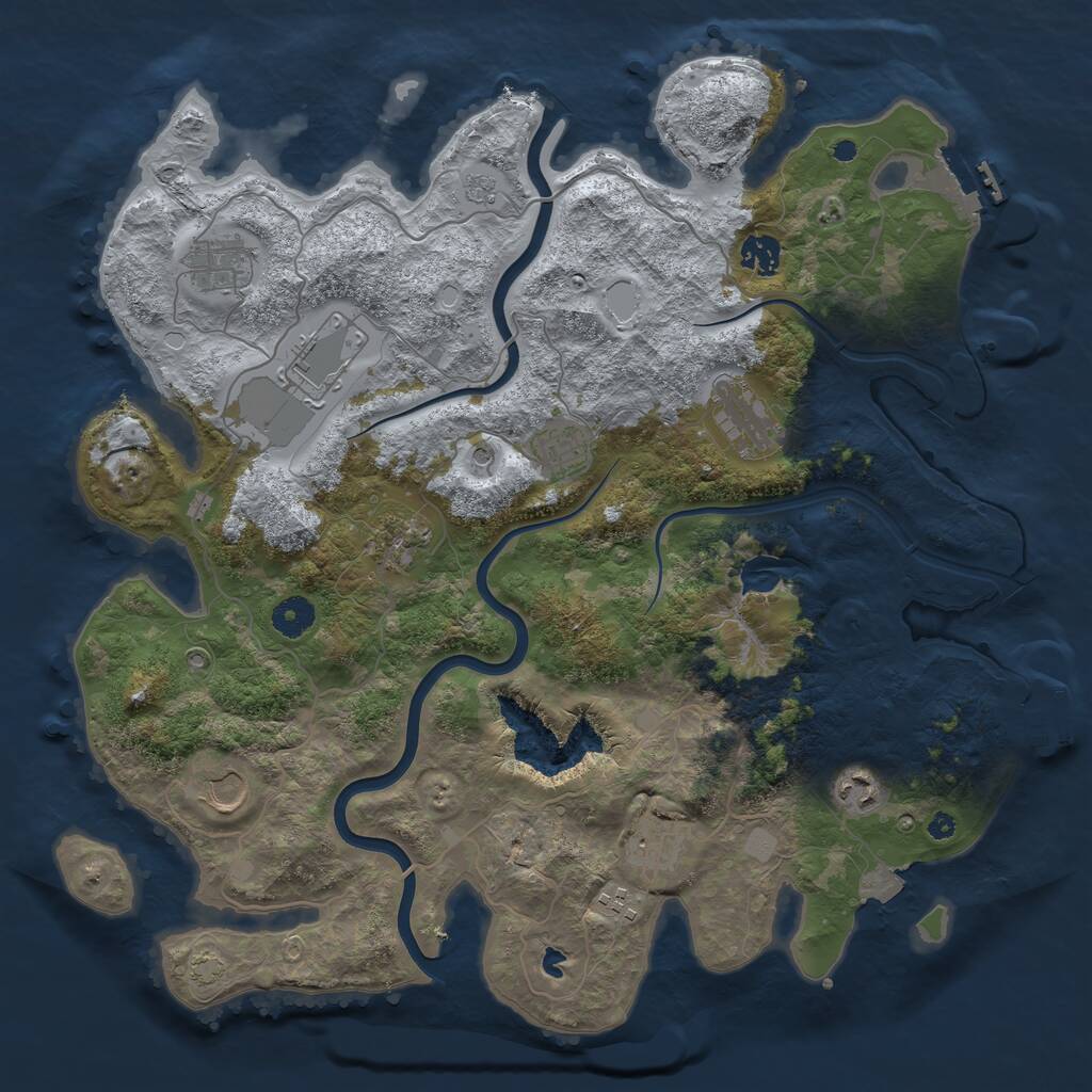 Rust Map: Procedural Map, Size: 4000, Seed: 491647, 16 Monuments