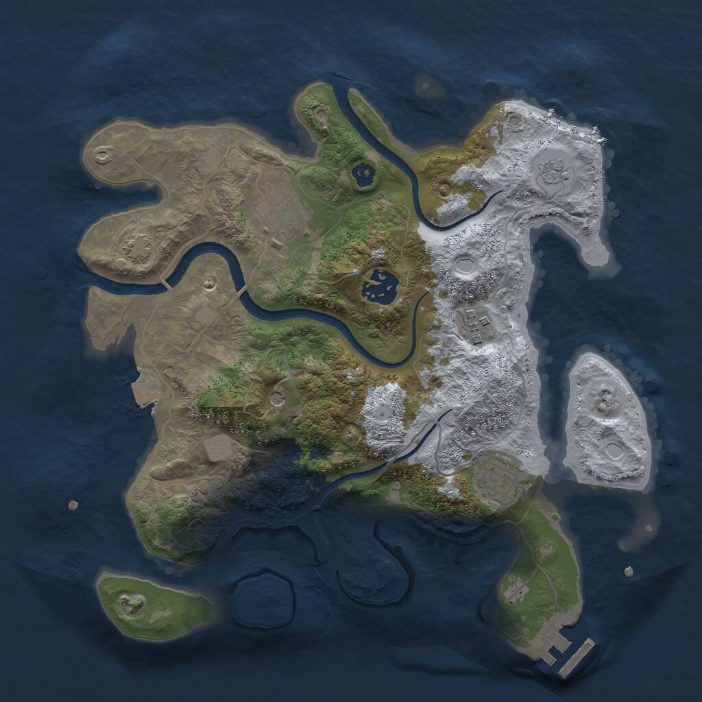 Rust Map: Procedural Map, Size: 3000, Seed: 951946301, 9 Monuments
