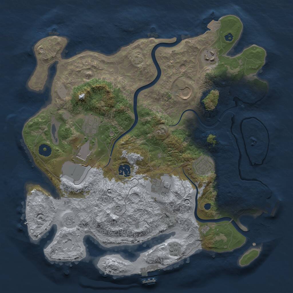 Rust Map: Procedural Map, Size: 3500, Seed: 304713, 14 Monuments