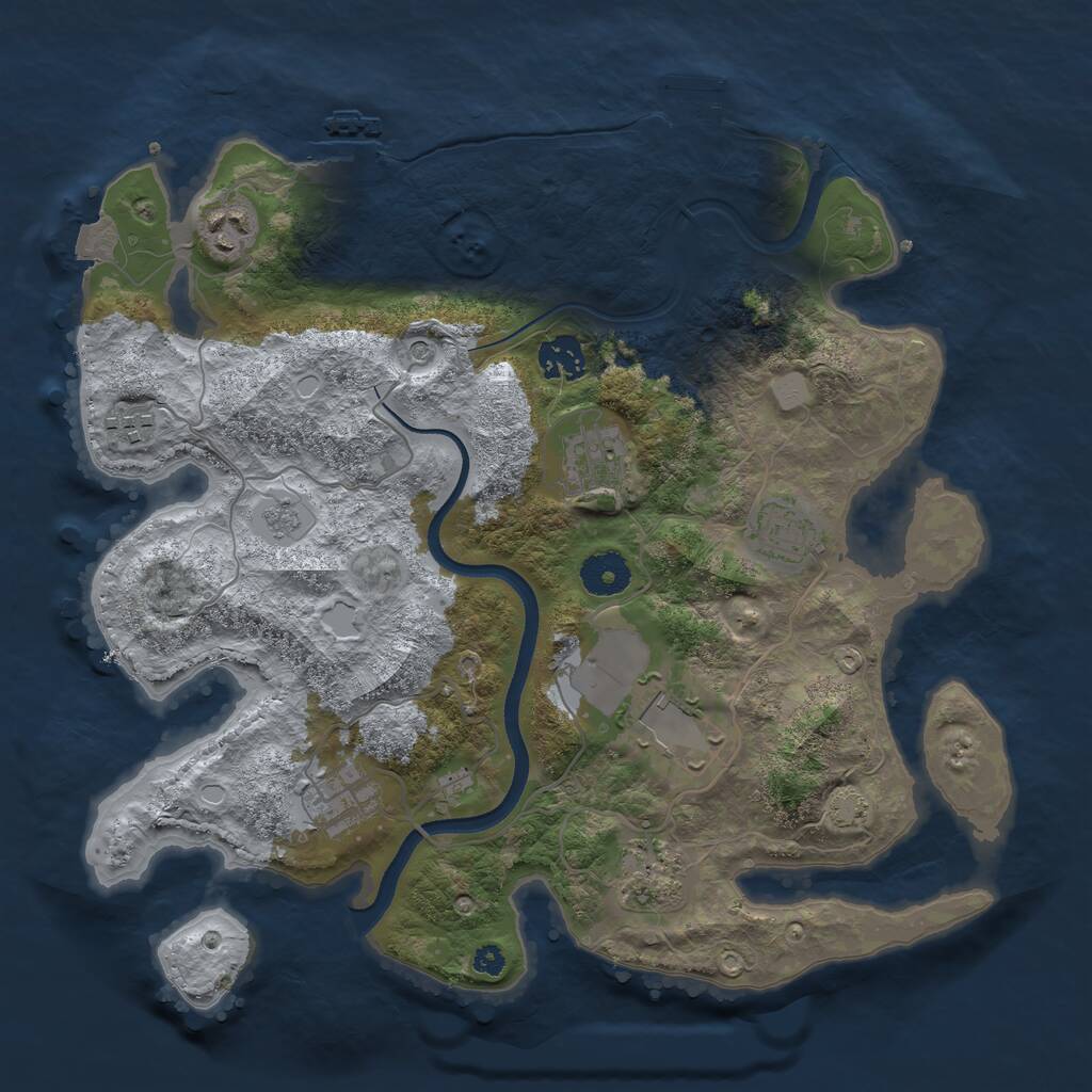 Rust Map: Procedural Map, Size: 3500, Seed: 887052, 14 Monuments