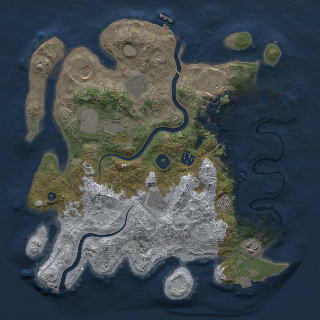 Rust Map: Procedural Map, Size: 3500, Seed: 938201, 14 Monuments