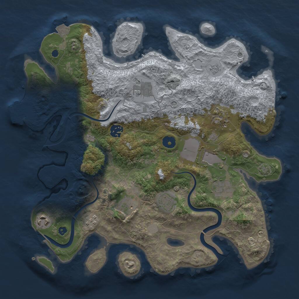 Rust Map: Procedural Map, Size: 3500, Seed: 184704, 14 Monuments