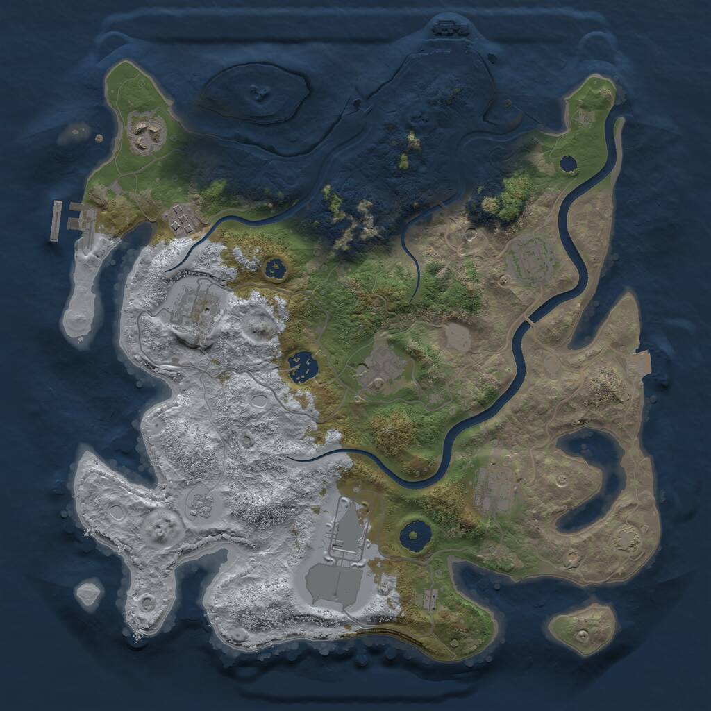 Rust Map: Procedural Map, Size: 3500, Seed: 395499, 14 Monuments