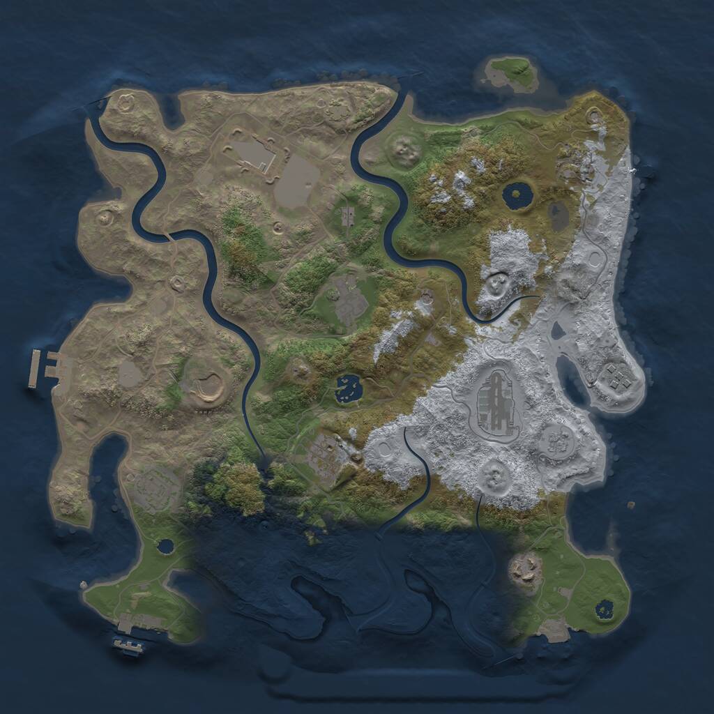 Rust Map: Procedural Map, Size: 3753, Seed: 187036652, 16 Monuments