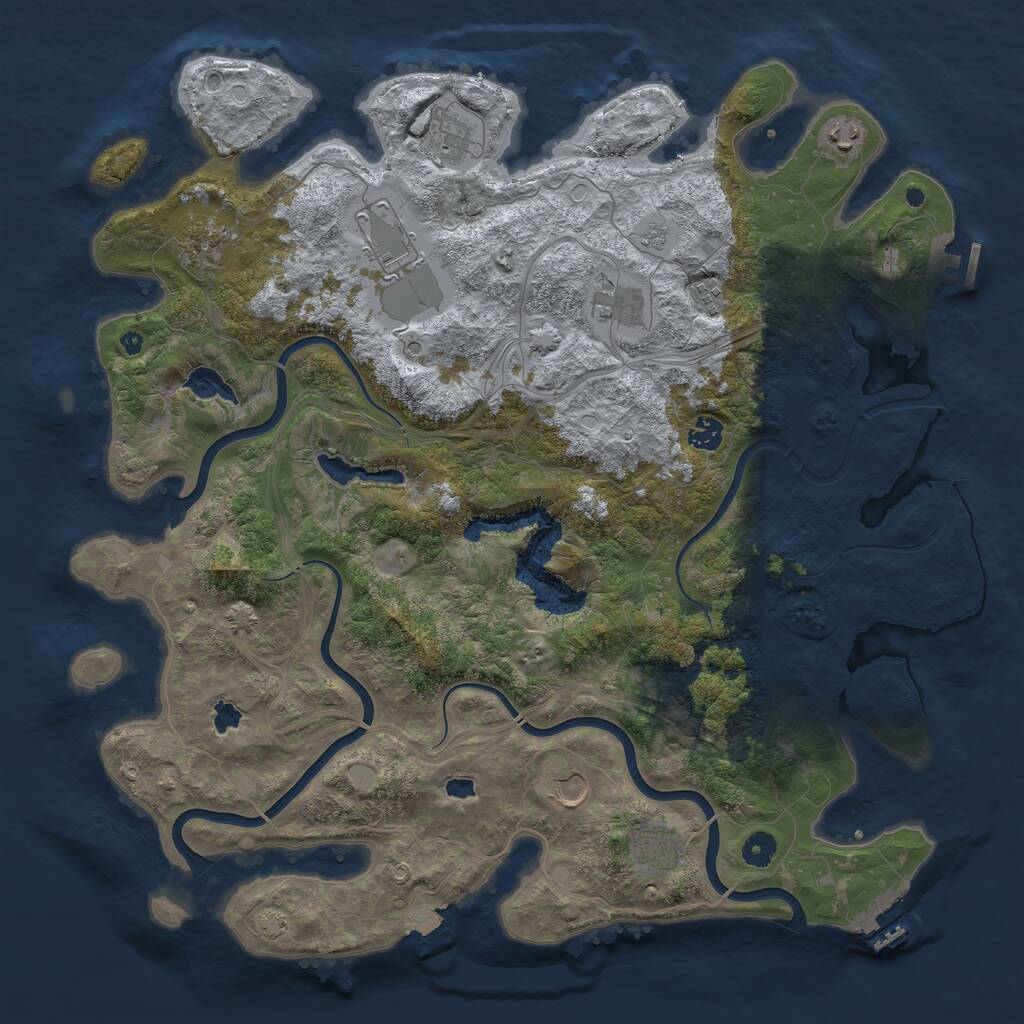 Rust Map: Procedural Map, Size: 4500, Seed: 284673, 15 Monuments