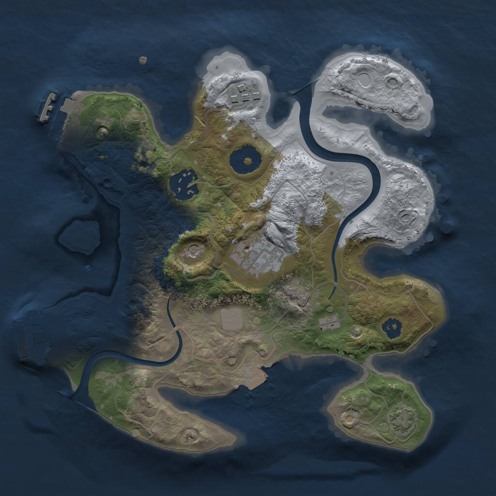Rust Map: Procedural Map, Size: 2500, Seed: 396468406, 8 Monuments