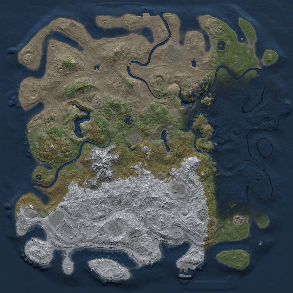 Rust Map: Procedural Map, Size: 5000, Seed: 529602533, 16 Monuments