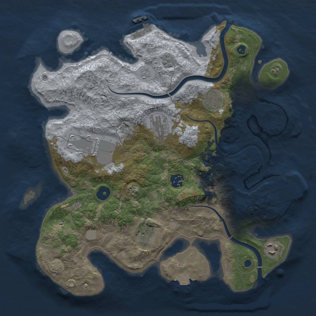 Rust Map: Procedural Map, Size: 3500, Seed: 854416, 13 Monuments