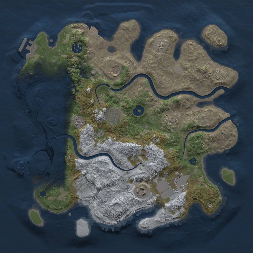 Rust Map: Procedural Map, Size: 3500, Seed: 709896, 14 Monuments