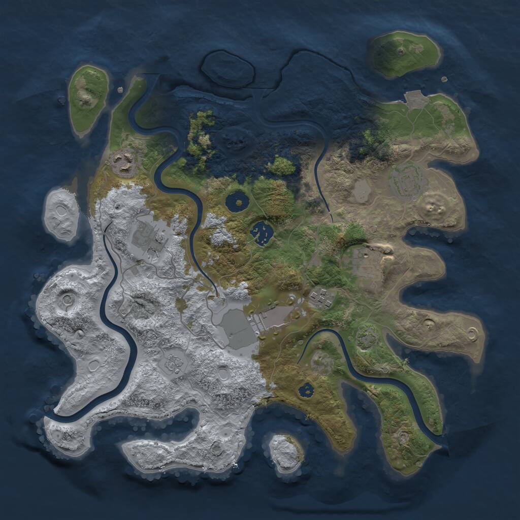 Rust Map: Procedural Map, Size: 3500, Seed: 847028898, 11 Monuments