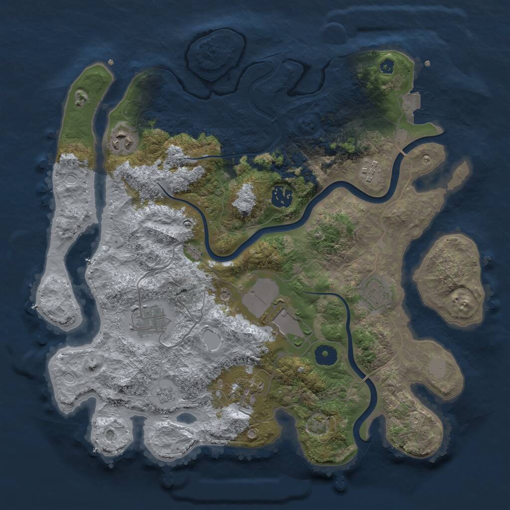 Rust Map: Procedural Map, Size: 3500, Seed: 1801862296, 11 Monuments