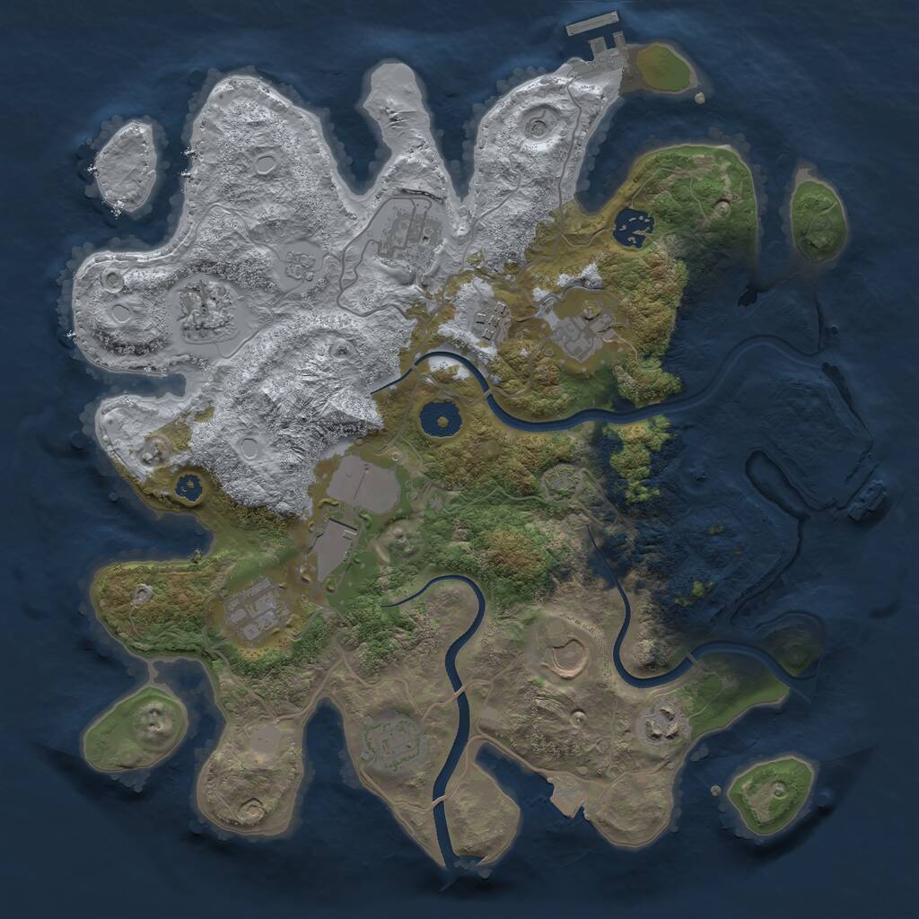Rust Map: Procedural Map, Size: 3500, Seed: 830992, 16 Monuments