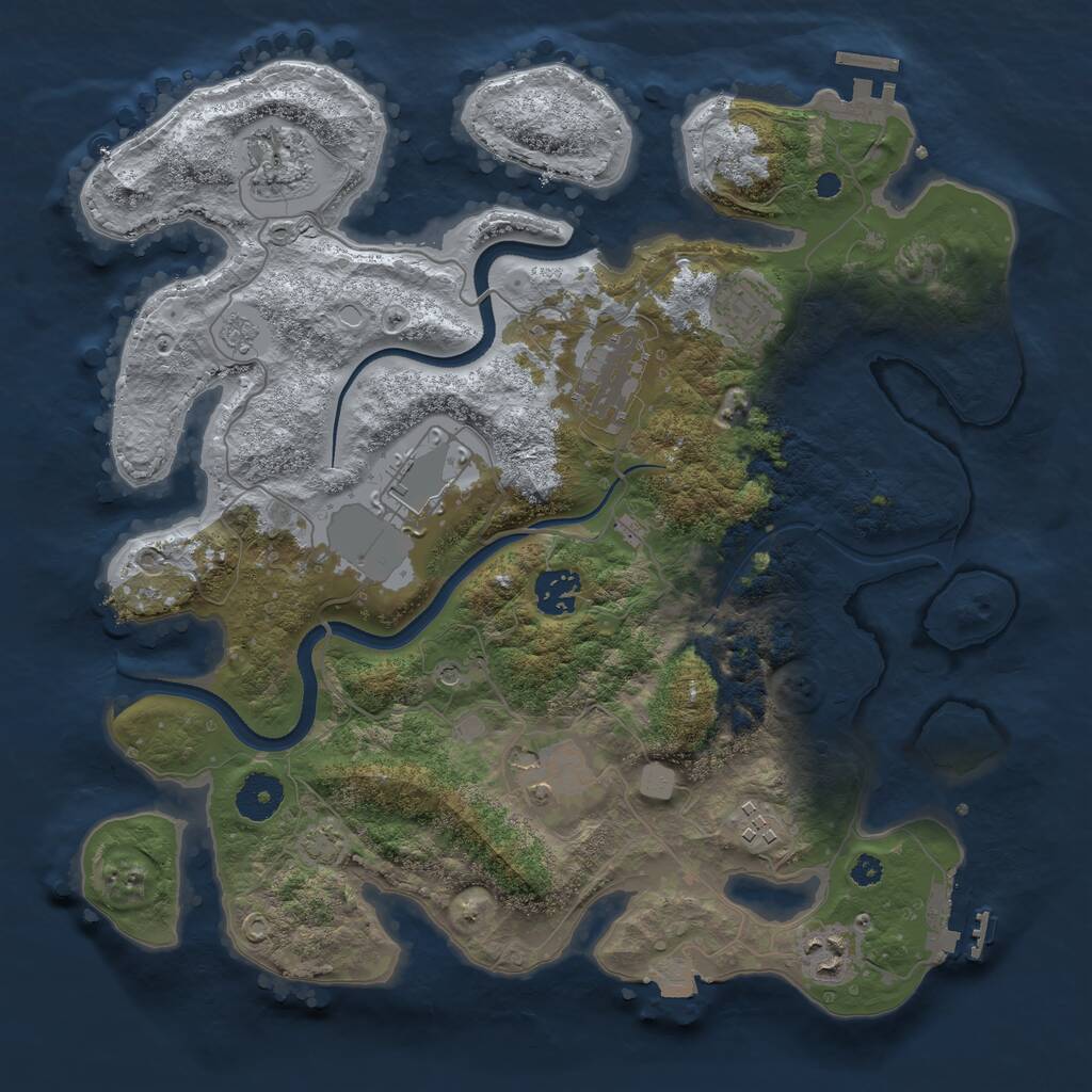 Rust Map: Procedural Map, Size: 3500, Seed: 602947, 14 Monuments
