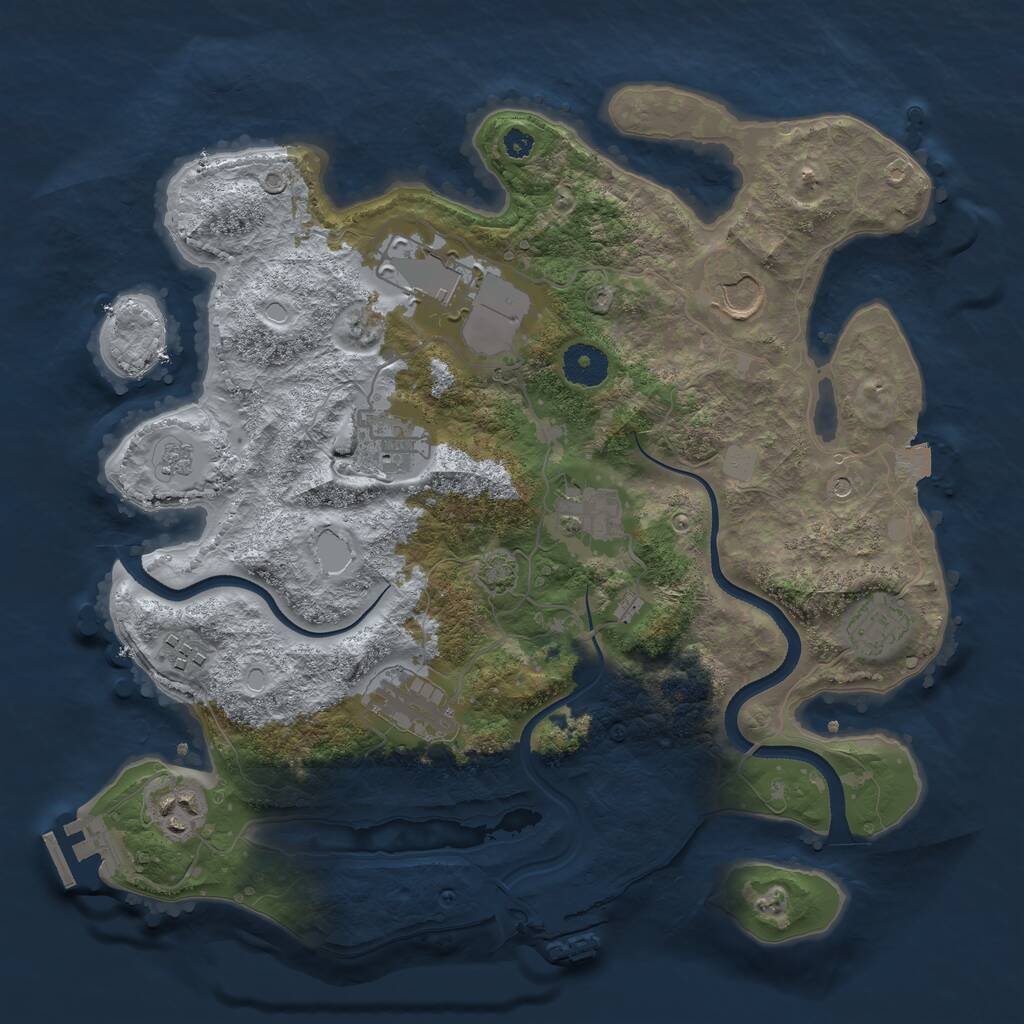 Rust Map: Procedural Map, Size: 3500, Seed: 964777, 14 Monuments