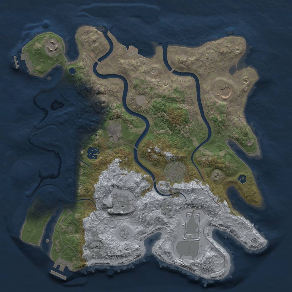 Rust Map: Procedural Map, Size: 3500, Seed: 239765, 14 Monuments