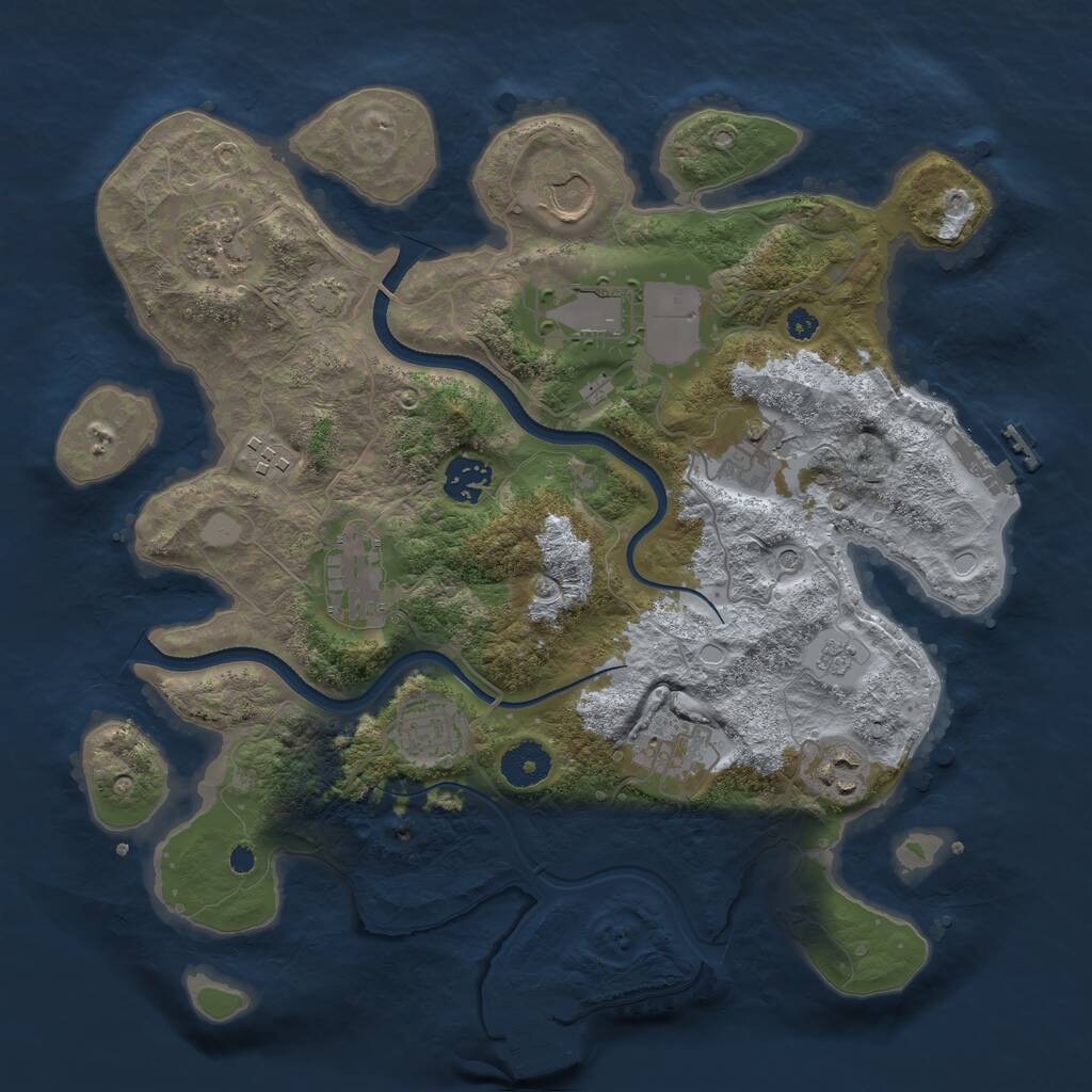 Rust Map: Procedural Map, Size: 3500, Seed: 817717, 16 Monuments