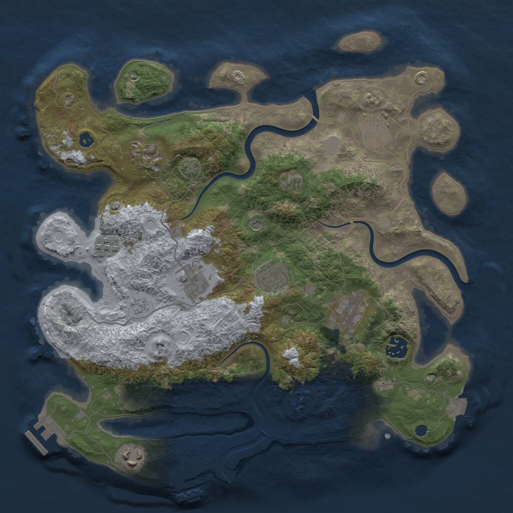 Rust Map: Procedural Map, Size: 3500, Seed: 1551561729, 14 Monuments