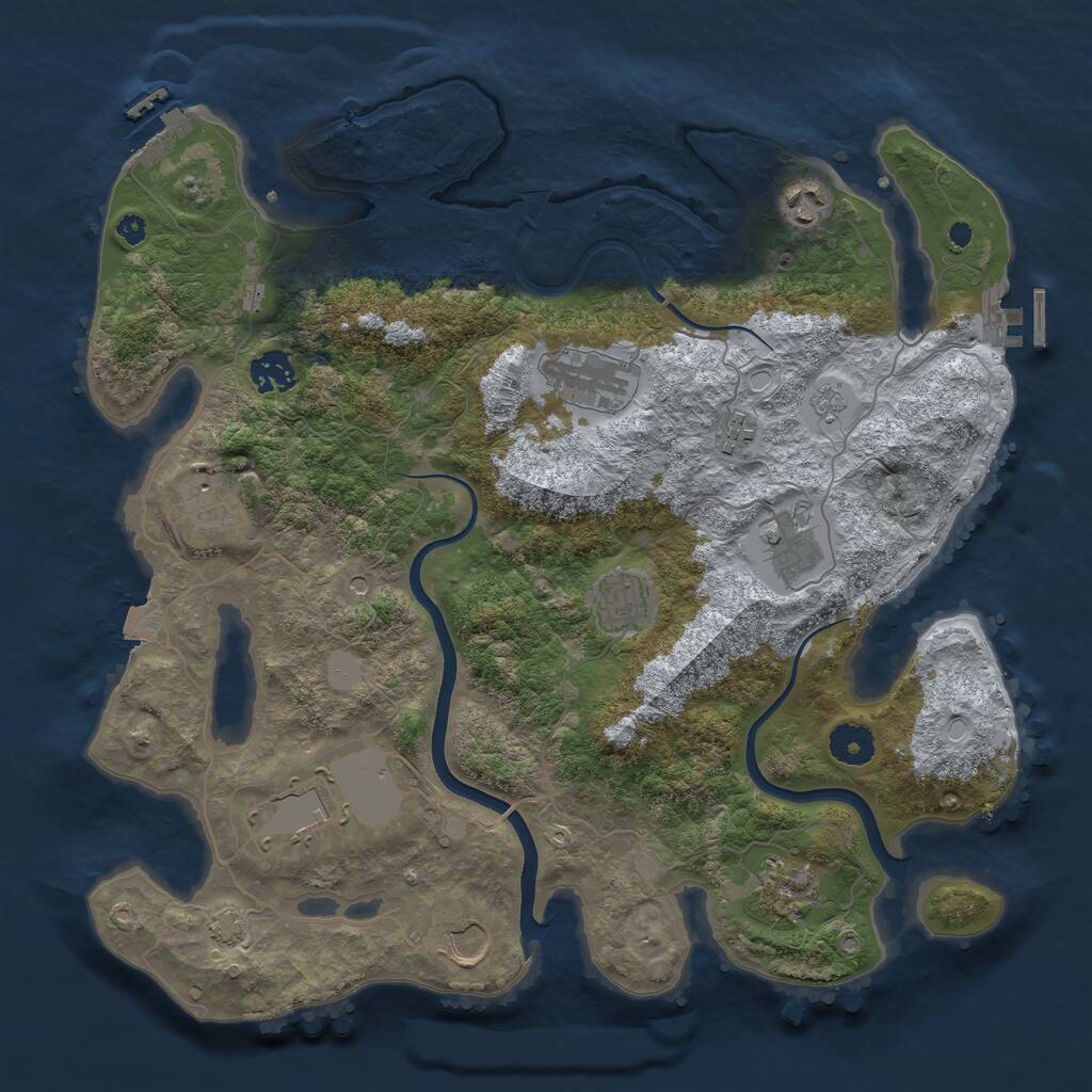 Rust Map: Procedural Map, Size: 3750, Seed: 465560, 16 Monuments