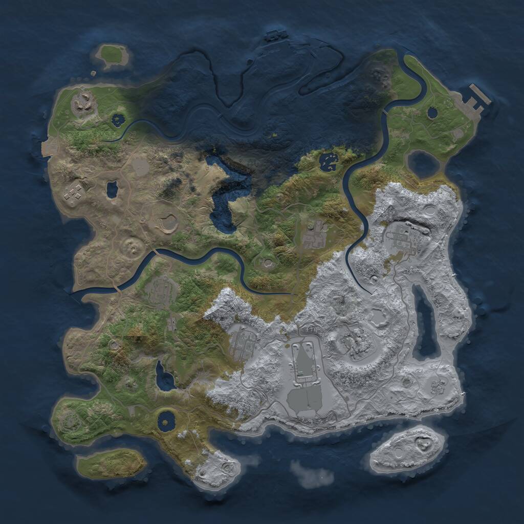 Rust Map: Procedural Map, Size: 4000, Seed: 187444, 16 Monuments