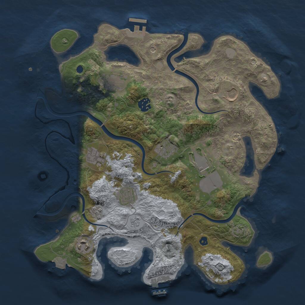 Rust Map: Procedural Map, Size: 3500, Seed: 353050, 15 Monuments