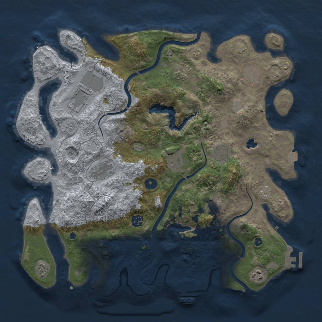 Rust Map: Procedural Map, Size: 4000, Seed: 436080, 16 Monuments
