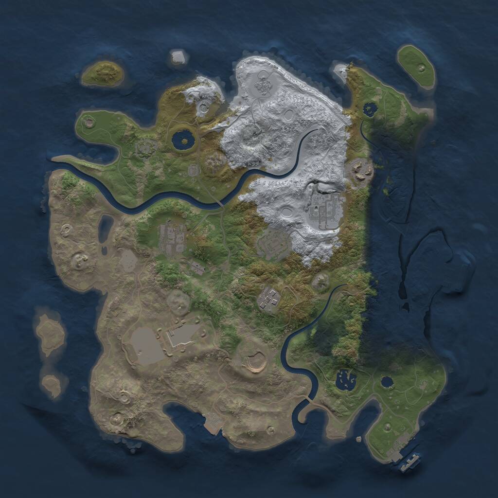 Rust Map: Procedural Map, Size: 3500, Seed: 708738, 14 Monuments