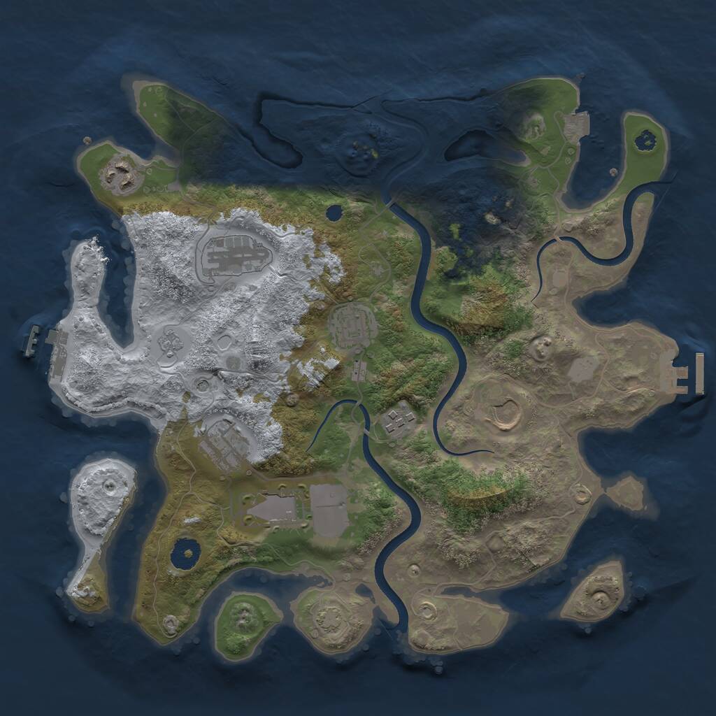 Rust Map: Procedural Map, Size: 3500, Seed: 275272, 13 Monuments