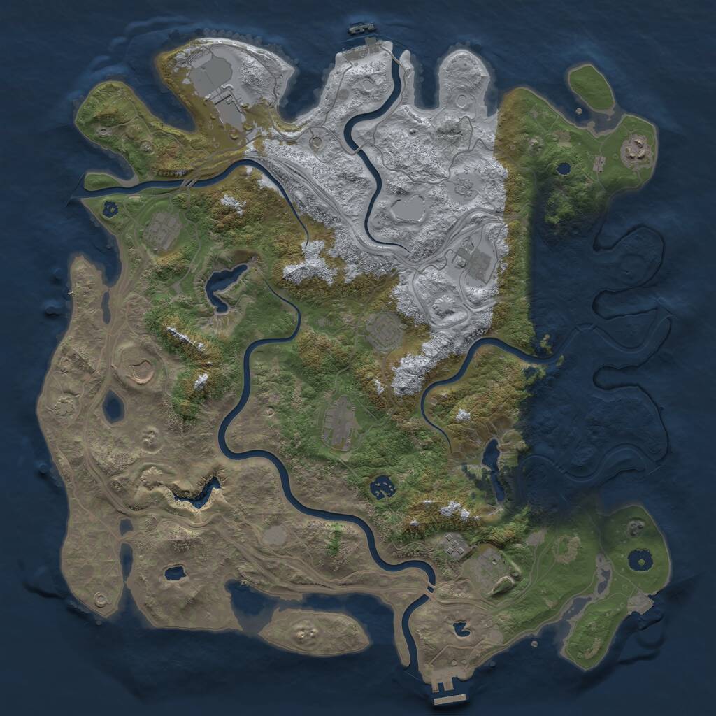 Rust Map: Procedural Map, Size: 4500, Seed: 4242, 16 Monuments